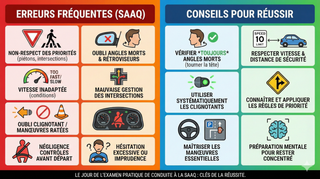 Conseils de conduite et erreurs fréquentes au SAAQ