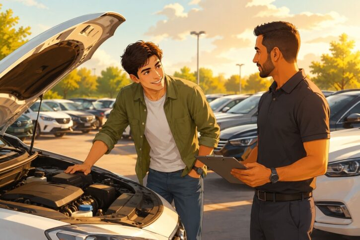 Inspection d’auto usagée chez concessionnaire